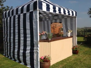 Our bar in action in a 3m x 3m square pop up tent